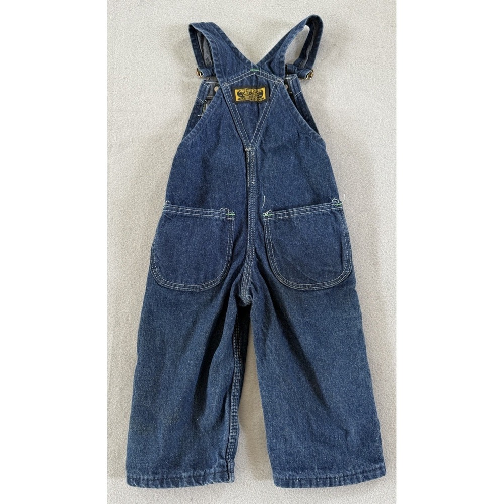 Vintage Washington Dee Cee Overalls Baby Toddler 18-24 Months 1970s Blue Denim - Picture 2 of 12